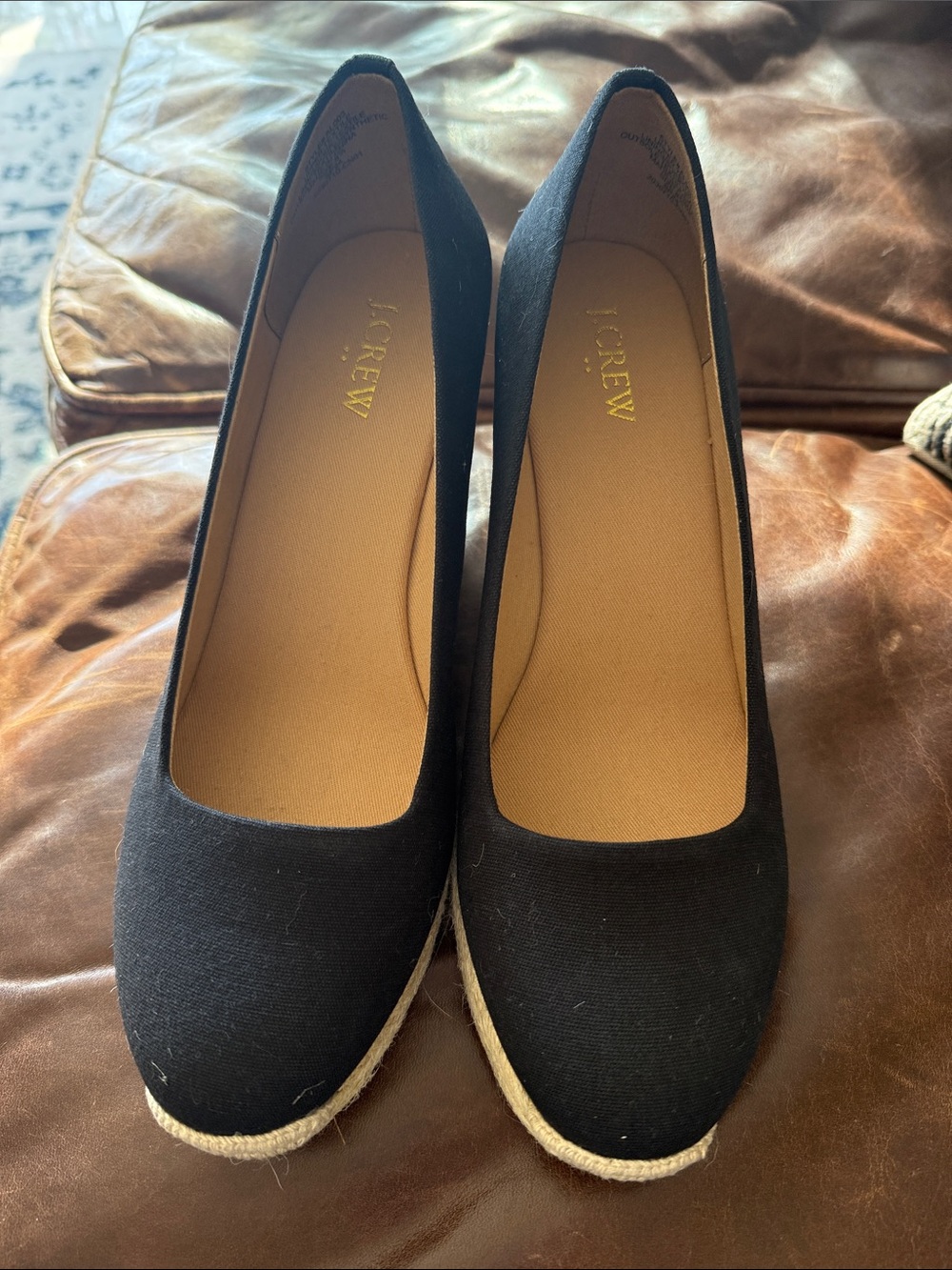 J. Crew Black Canvas Espadrille Wedges